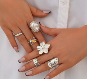 Adjustable Open Rings, Pearl and Gemstone Rings, Festival jewelry